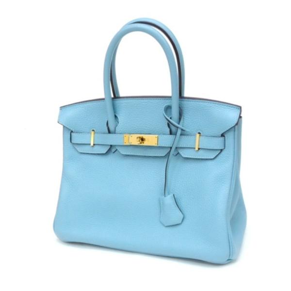 HERMES ハンドバッグ バーキン30 G金具 A刻印 ブルーアトール トリヨンクレマンス 【中古】(59291) HERMES（エルメス） ハンドバッグ バーキン30 G金具 A刻印 ブルー