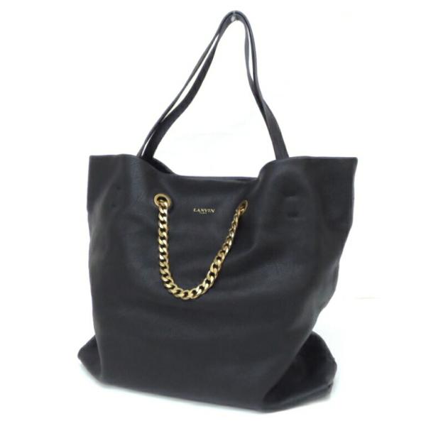 ランバン Lanvin トートバッグ キャリーミー 黒 レザー 【中古】(60842) horita78_60842