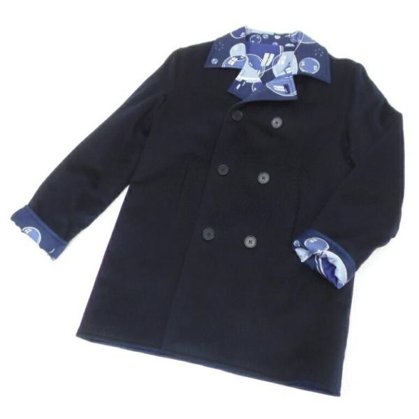 ✨️美品✨️ HERMÈS エルメス リバーシブル ピーコート シルク使用!! HERMES（エルメス） リバーシブル Pコート ネイビー シルク×ウール