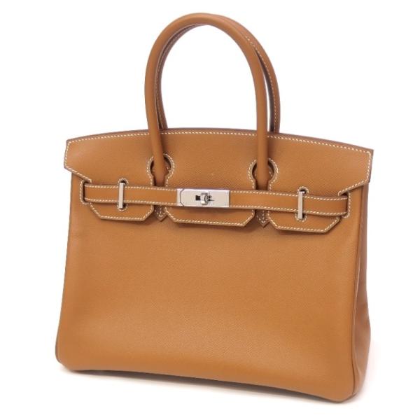 エルメス HERMES ハンドバッグ バーキン30 □M刻印 SV金具 ゴールド エプソン 【中古】(66602) horita78_66602