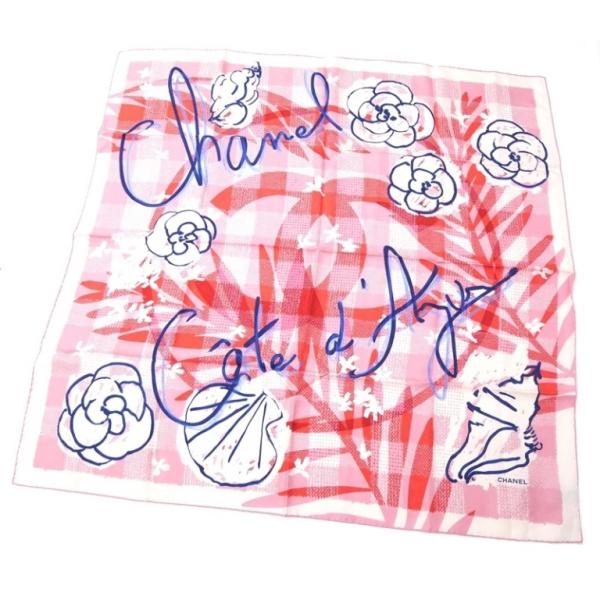 シャネル CHANEL スカーフ カメリア ピンク系 シルク100％(67853) CHANEL（シャネル） スカーフ カメリア ピンク系 シルク100％(67853