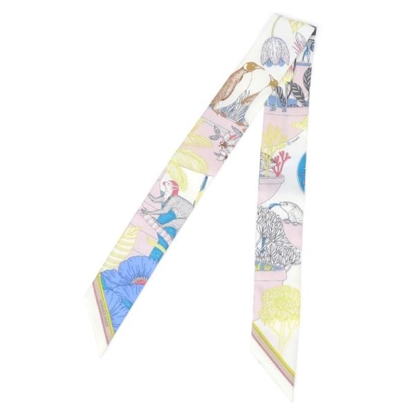 エルメス HERMES スカーフ ツイリー プレシャスパラダイス ブルー シルク100％ 【中古】(69026) HERMES（エルメス） スカーフ ツイリー プレシャスパラダイス ブルー