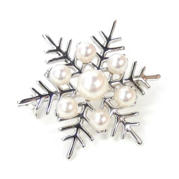 MIKIMOTO（ミキモト） パール ブローチ 雪の結晶 真珠/シルバー 【中古