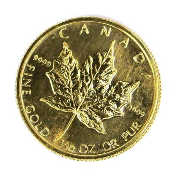 メイプルリーフ金貨　１/10　OZ.　1985年 メイプルリーフ金貨 1/10オンス 1985年 純金 24金 3.11g クリアケース
