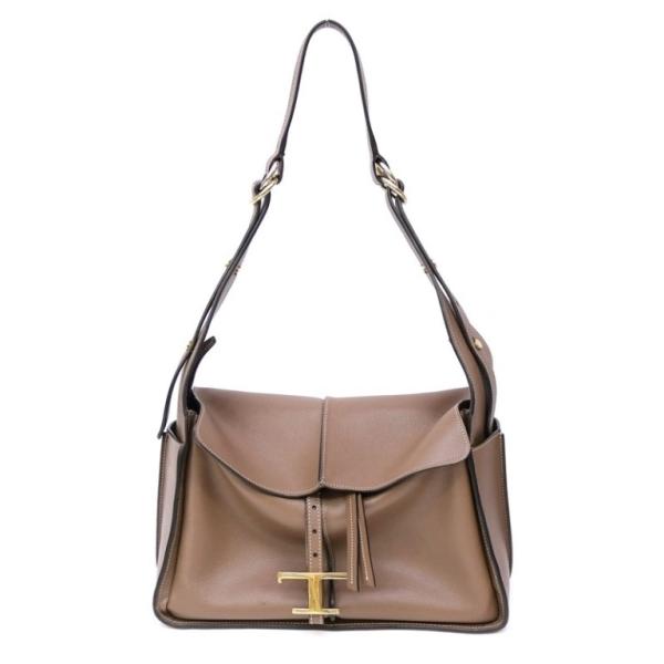 TOD'S（トッズ） TOD'S Tタイムレス ショルダーバッグ ブラウン レザー