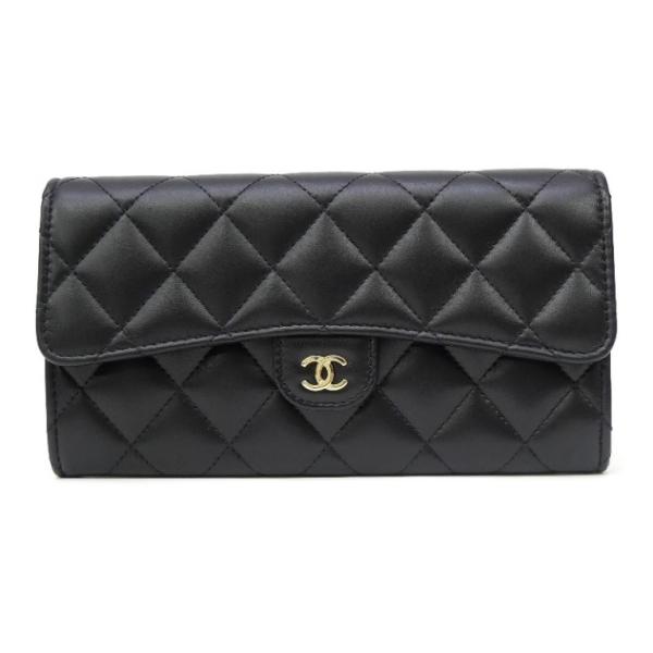 ❤️CHANEL マトラッセ　 ラムスキン 黒 長財布 CHANEL（シャネル） 長財布 クラシックロング 黒 ラムスキン(69686