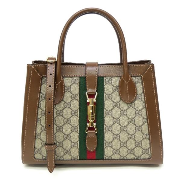 グッチ GUCCI ミディアムトートバッグ ジャッキー GGスプリーム 2WAY ブラウン 【中古】(69691) GUCCI（グッチ） ミディアムトートバッグ ジャッキー GGスプリーム