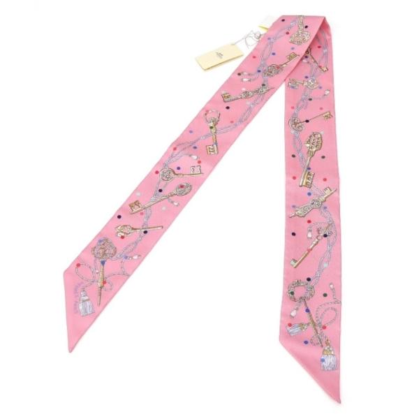 エルメス HERMES スカーフ ツイリー Les Cles a Pois レ クレア ポア ピンク シルク(69705) HERMES（エルメス） スカーフ ツイリー Les Cles a Pois レ クレア