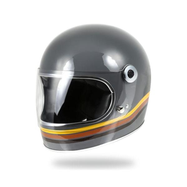 アウトレット 標準クリアシールドのみ対応 族ヘル レトロヘルメット LAMP HELMET 3RAINBOW GRAY バイクヘルメット