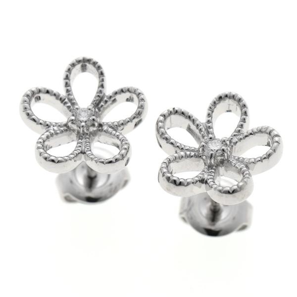 MIKIMOTO（ミキモト） フラワーレース ダイア ピアス - ホワイト