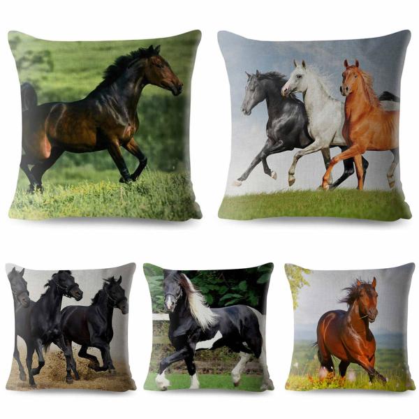 クッションカバー 馬 45x45cm リアル馬 ホーススタイル : Horse Style