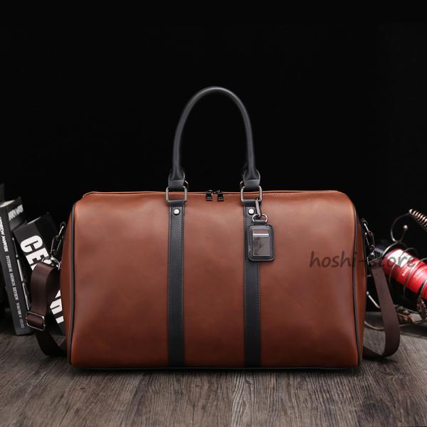 厳選A級牛革素材、擦れや熱や変形に耐久性ある特性のナッパレザーに加工されており、より軽量さが実現！長め本革ハンドル付き、シックなベルト飾りのシンプルデザイン、男女を問わずにご使用できます。シンプルで使いやすい大容量、2〜3泊の国内 旅行や帰...