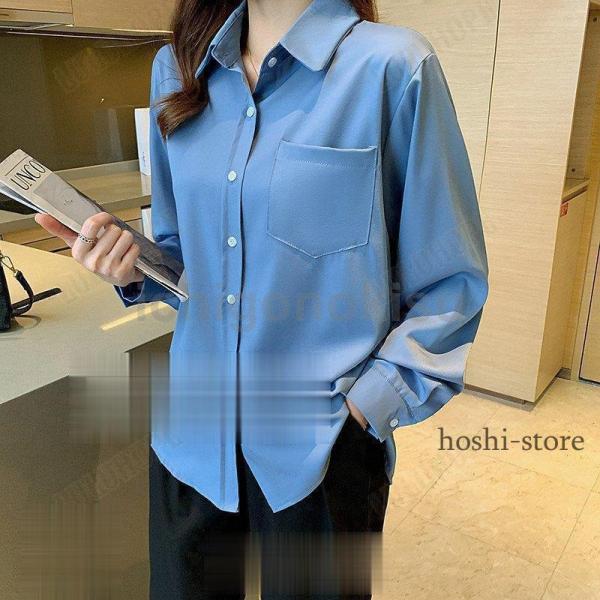 シャツ ブラウス レディース ロング 前開きシャツ 無地 トップス 襟付き オフィス ボダン おしゃれ シンプル ビジネス 仕事用 カジュアル お出かけ 上品 春夏秋 シャツ ブラウス レディース ロング 前開きシャツ 無地 トップス