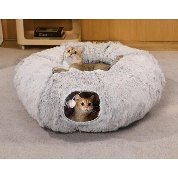 猫トンネル 猫ベッド ドーナツ ペットベッド トンネル おもちゃ 保温 暖かい 冬 ねこ用
