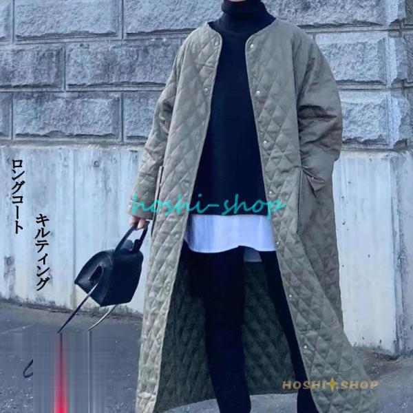 ロングコート キルティング レディース アウター 中綿 コート 冬 ノー