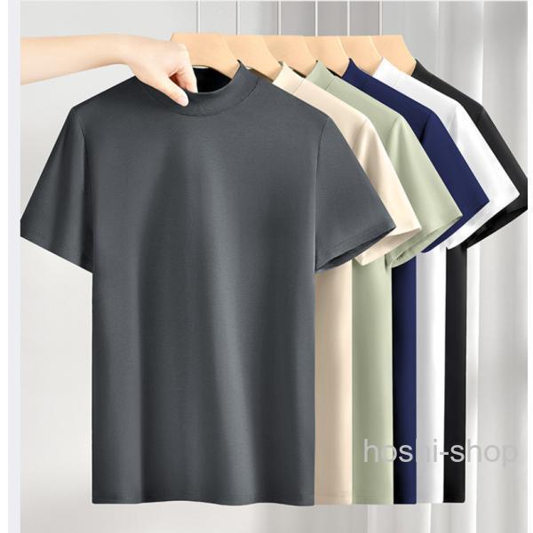 ハイネック 半袖 メンズ Tシャツ モックネック シャツ ハイネックt