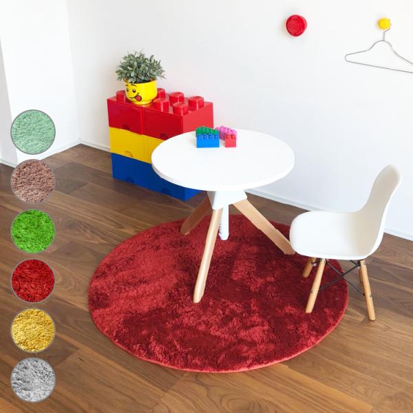 リビング マット おしゃれ 北欧 マイクロファイバー シャギーラグ カーペット オールシーズン 丸 円形 低反発 70cm×70cm クリスマス