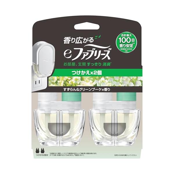 ファブリーズ 消臭芳香剤(コンセント式) eファブリーズ 【 最大*50日間長持ち 】 すずらん＆グリーンブーケ 替2個 *弱設定の場合