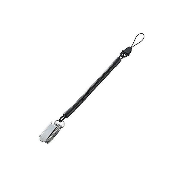 エレコム ストラップ クリップタイプ 携帯 スマホ クリップタイプ メタルクリップ [20cm~50cmまで伸びる強化スパイラル] 日本製 ブラ