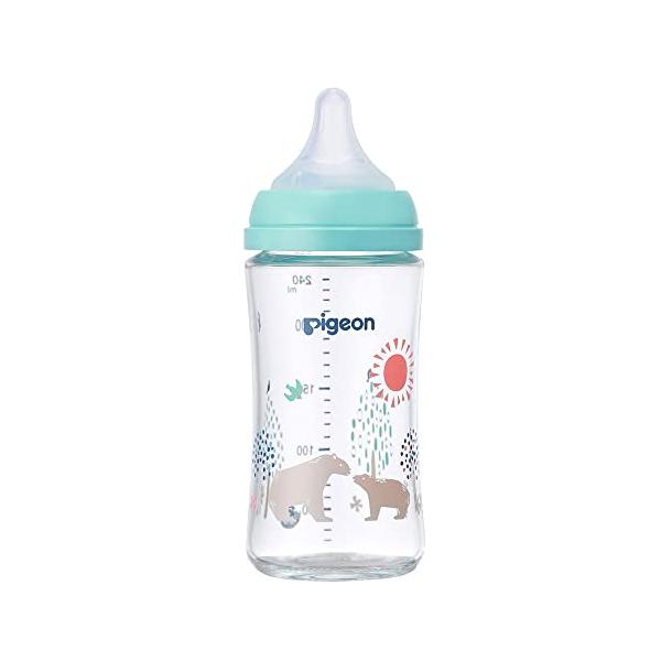 PIGEON ピジョン 母乳実感 哺乳びん 240ml 3ヵ月頃~ 早く冷める耐熱ガラス製 Bear ベアー キズがつきにくく衛生的