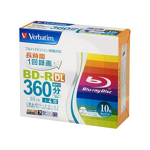 Verbatim バーベイタム 1回録画用 ブルーレイディスク BD-R DL 50GB 10枚 ホワイトプリンタブル 片面2層 1-4倍速 V