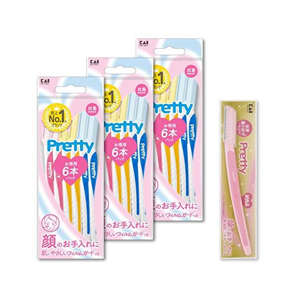 他サイト： 貝印 プリティ 18本+1本 剃刀 レディース カミソリ 女性 かおそり I字 L字 大容量の商品画像