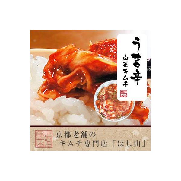 韓国伝統の製法に日本最高級の白菜と京都のだし文化を取り入れた9種類の「ほし山の白菜キムチ」。大人がはまる辛さ。口に入れた瞬間は、ヤンニョムの甘みを感じ、その後辛さを感じることができます。その口の中に広がる甘み、辛さの幅は、現在ほし山にあるど...
