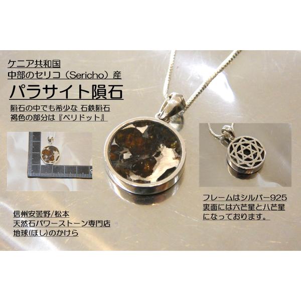 パラサイト隕石 セリコ隕石　石鉄隕石　高品質　ペンダント・高透明度　共箱 再入荷 希少な隕石 パラサイト・セリコ隕石 ペンダント sa1878 : 地球