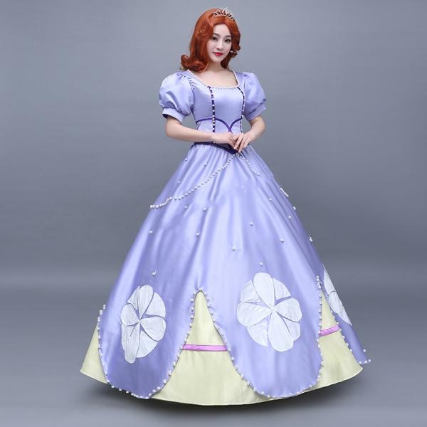 ｍ1224 レディース ハロウィン コスプレ 女性用 ソフィア ワンピース ワンピース 小さなプリンセス ドレス Sofia お姫様 コスプレ レディース なりきりワンピース 大きいサイズ ロングドレス M1224 Hosizora