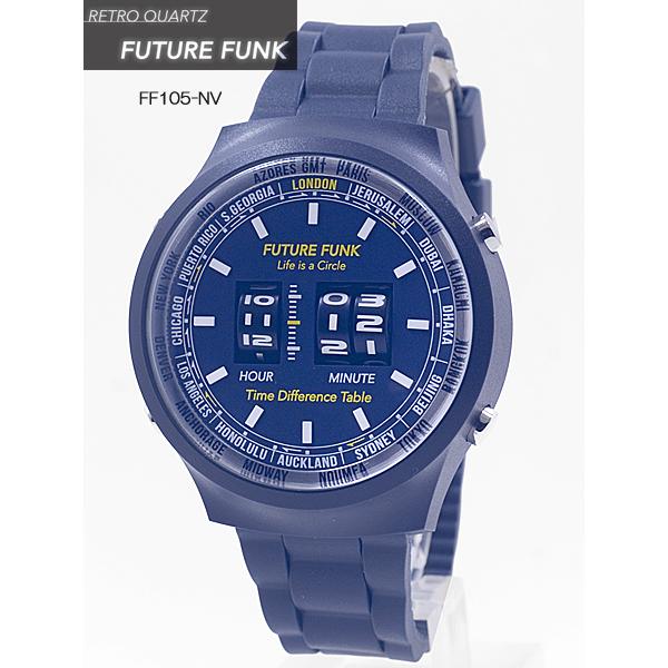 フューチャーファンク FUTURE FUNK ローラー式レトロクォーツ腕時計 FF105-NV