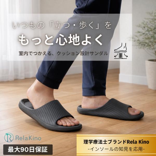 スリッパ 室内 厚底 ルームシューズ リカバリーサンダル メンズ レディース エアクッション Rela Kino