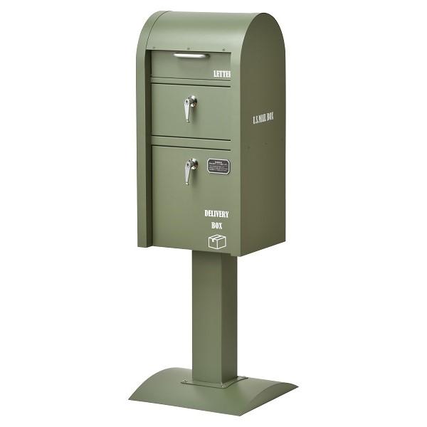 宅配BOX付スタンドポスト(U.S.)グリーン S22-0521-GR 宅配 宅配BOX付スタンドポスト(U.S.)グリーン S22-0521-GR 宅配
