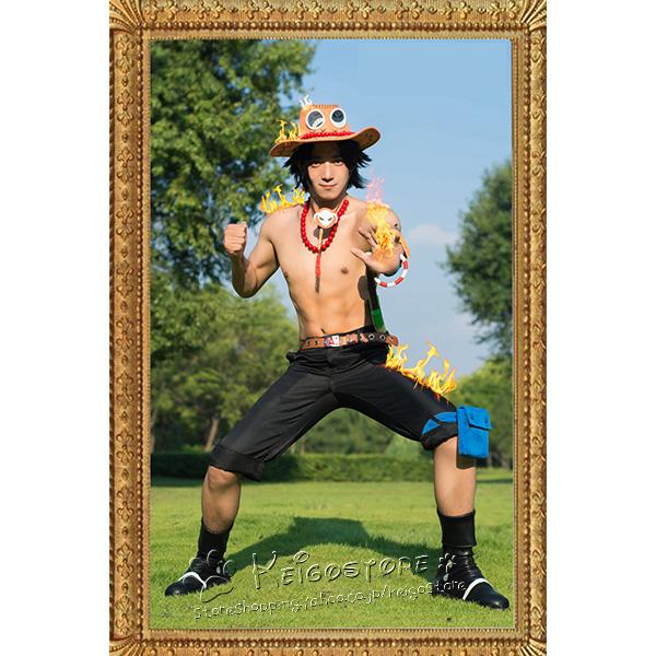 送料無料◆ONE PIECE（ワンピース）海賊王 風 ポートガス・D・エース コスプレ 衣装 ウィッグ 靴 刀+鞘 コスチューム イベント アニメ  ハロウィン仮装 変装