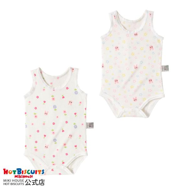 こんなの待ってた☆夏向きのベビー肌着！！メッシュ素材のノースリーブタイプのボディシャツです。キャビットちゃんのお顔に星とお花の総柄プリントでそれぞれ可愛らしく仕上げました。通気性や吸湿性に優れたメッシュ素材なので軽くて清涼感がありますよ☆す...