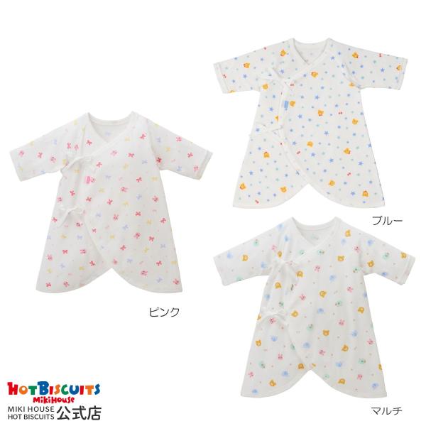 出産準備の基本アイテム、新生児肌着。こちらの商品は、「コンビ肌着」です。コンビ肌着は、股下にスナップボタンがついており足を活発に動かしてもはだけないようになっています。寝ている赤ちゃんの足の形（M字）に合わせて裾広がりのシルエットになってい...