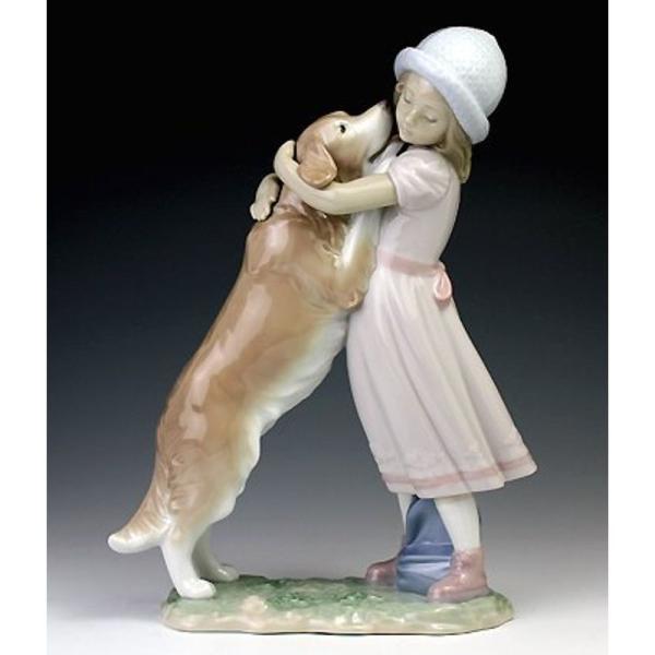 モモッピ様専用 リヤドロ 犬と少女 おめかししようね 専用箱と