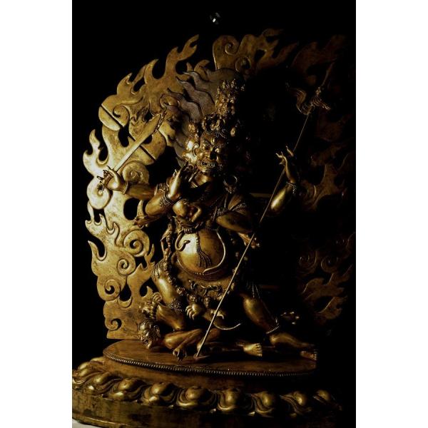 大黒天（マハカーラ） 銅造鍍金彫金仕上げ : 49988 : 仏像仏画チベット 
