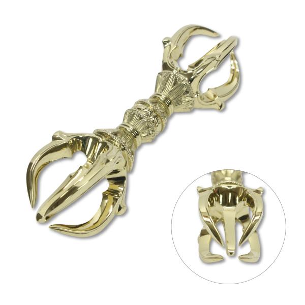 密教法具•大型❗️　五鈷杵 【袋付き】〜16cm 五鈷杵 16.3cm 特大サイズ 真言宗 密教法具 金剛杵 真鍮 日本製