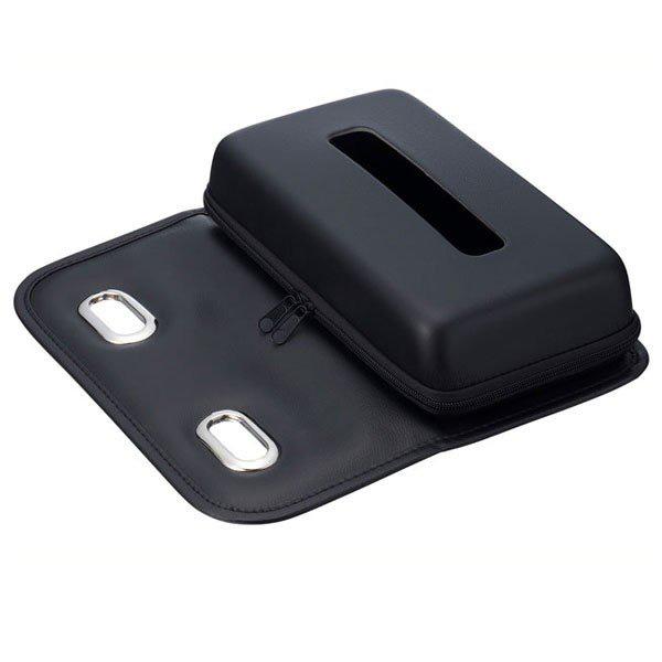 他サイト： セミハードティッシュケース ティッシュボックス 車用 ヘッドレスト 高品質レザー ファスナー開閉式/星光産業 EH-179の商品画像