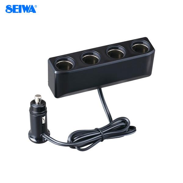 他サイト： フィットコードソケット4 増設 電源ソケット シガーソケット ドラレコ ナビ等 DC12/24V  コード長さ約1m 粘着テープ取付 セイワ F317の商品画像