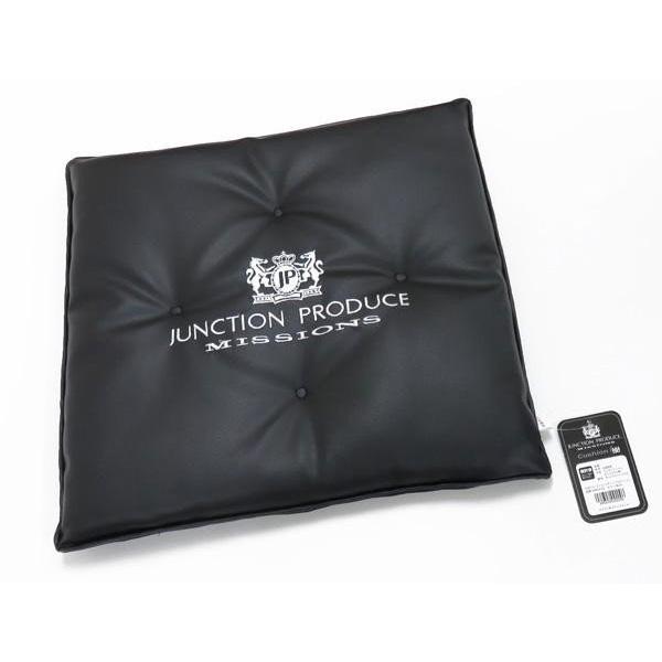レザークッション ブラック/シルバー 45×45cm JUNCTION PRODUCE MISSIONS/ジャンクション プロデュース:GM034102