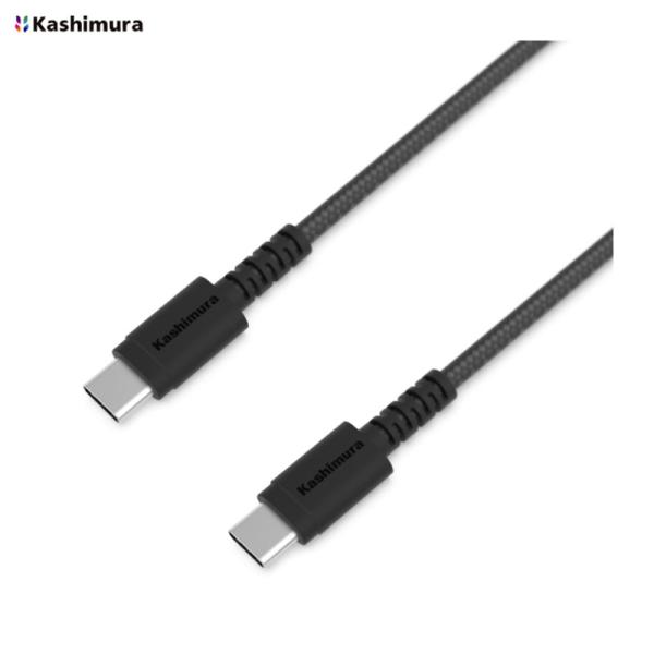 USB充電・同期ケーブル 1.2m ブラック Type-CtoC PD対応 最大20V3A スマホ充電 ナイロンメッシュケーブル  Kashimura AJ-663