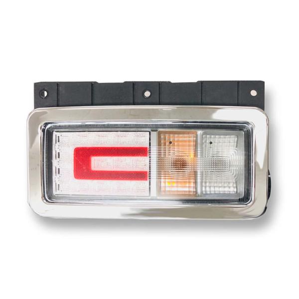 メッキテールランプベゼル両面テープ貼り付け日本製［材質］ABS樹脂 ＋ クロームメッキ［適合車種］日野 17プロフィア2017年5月〜 (H29.5〜)*小糸製LEDリヤコンビネーションランプ装着車用対応テールランプ品番 : LEDRCL-...