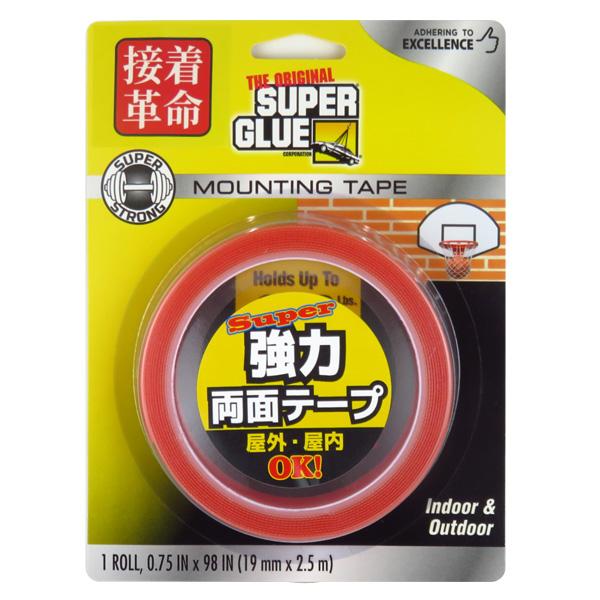 スーパー強力両面テープ 長さ2.5m 幅19mm 厚み0.73mm 屋内・屋外OK 金属 木材 ガラス ポリエチレン ポリプロピレン レックス 11710506 ht