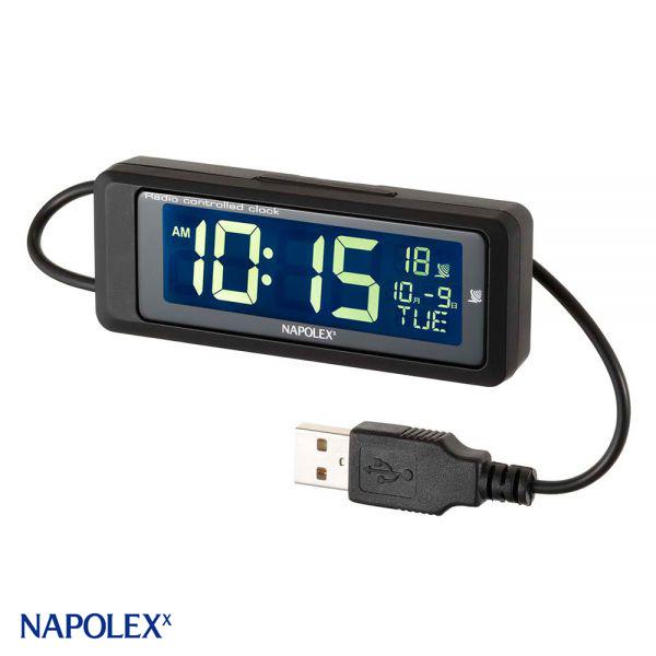 電波時計 車用 Usbタイプ 常時点灯 時計 デジタルクロック カー用品 ブラック 白色ledバックライト ナポレックス Fizz 10 タイヤチェーン専門店ホットロード 通販 Yahoo ショッピング