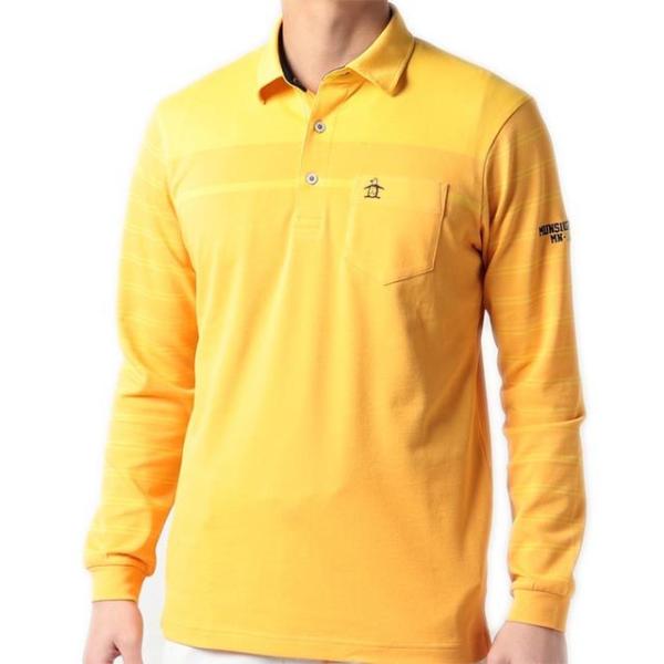 マンシングウェア　メンズ　ポロシャツ　長袖　ポケット付き　イエロー　黄色　ゴルフ 2022年　春夏　新作　MGMTJB06　父の日