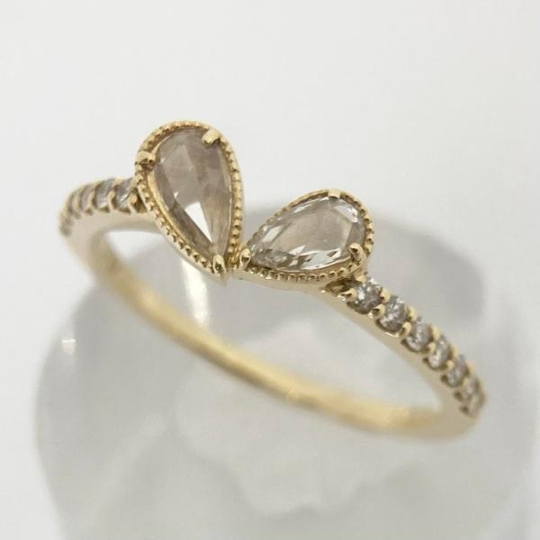 K18 YG イエローゴールド ダイヤモンド リング ローズカット2石 指輪  