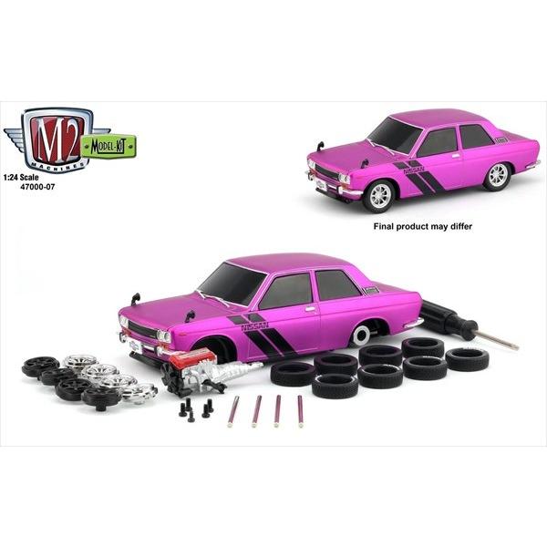 ミニカー 1/24 M2MACHINES 1970 ダットサン510 （モデルキット）ピンク 