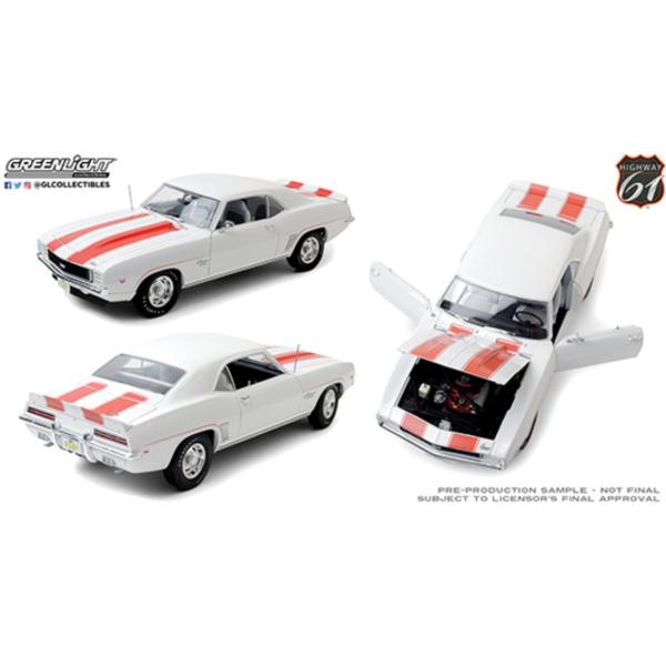 Highway61/'69 Chevyシボレー Camaroカマロ 1/18 ミニカー 1/18 Highway61 1969 カマロ ペースカー 白/オレンジ色