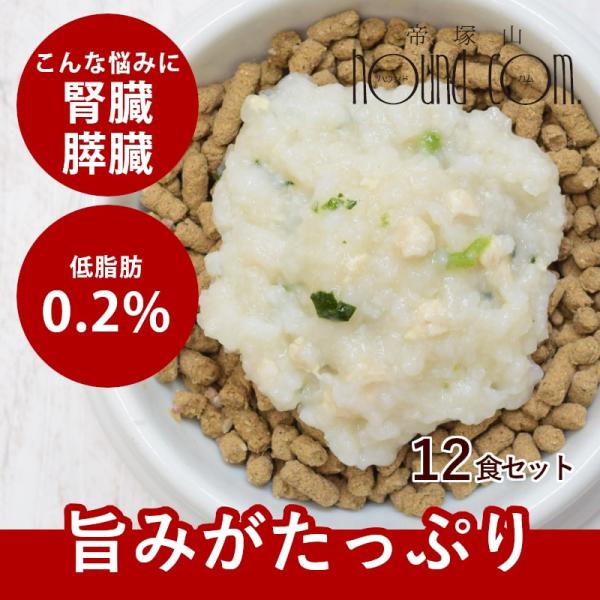 愛犬用 手作りごはん 低脂肪 膵臓にやさしい 低リン 犬 腎臓 フード ムネ肉とほうれん草のおじや 6個セット ハウンドカム食堂 冷凍便